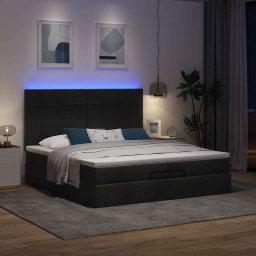 vidaXL Ottoman bed met matrassen en LED's 200x200cm stof zwart