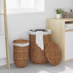 vidaXL Wasmand 2 pcs Bruin Kubu Rattan