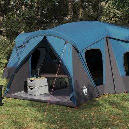 vidaXL Gezinstent 14-persoons Blauw 185T Polyester met PU Coating