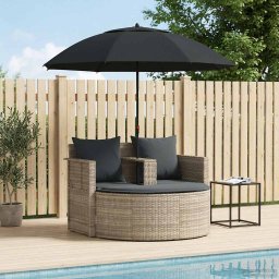 vidaXL Tuinbankstel 8 st poly rattan Licht Grijs en Donker Grijs