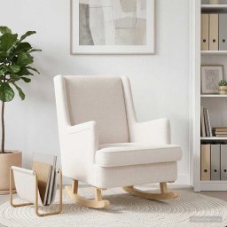 vidaXL Schommelstoel Crèmekleurig 62 x 80 x 85 cm Bouclé