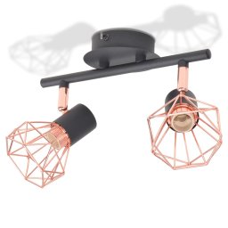 vidaXL Plafondlamp met 2 spotlights E14 zwart en koper
