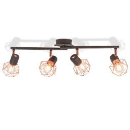 vidaXL Plafondlamp met 4 spotlights E14 zwart en koper