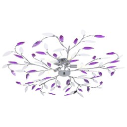 vidaXL Plafondlamp met acryl kristallen bladarmen voor 5xE14 paars