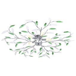 vidaXL Plafondlamp met acryl kristallen bladarmen voor 5xE14 groen