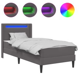 vidaXL Bedframe met matras Grijs 100 x 200 cm Kunstleer