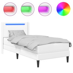 vidaXL Bedframe met matras Wit 100 x 200 cm Kunstleer