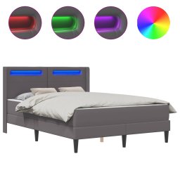 vidaXL Bedframe met matras Grijs 140 x 190 cm Kunstleer