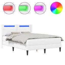 vidaXL Bedframe met matras Wit 140 x 200 cm Kunstleer