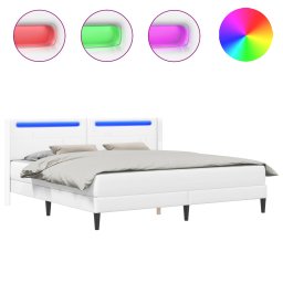 vidaXL Bedframe met matras Wit 200 x 200 cm Kunstleer