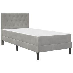 vidaXL Bedframe met matras Lichtgrijs 90 x 190 cm Fluweel