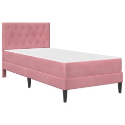 vidaXL Bedframe met matras met hoofdeinde Roze 90 x 200 cm Fluweel