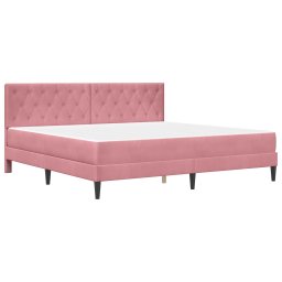 vidaXL Bedframe met matras met hoofdeinde Roze 200 x 200 cm Fluweel