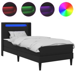 vidaXL Bedframe met matras met hoofdeinde Zwart 90 x 190 cm Nep Leer