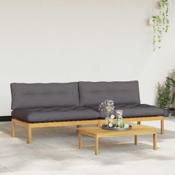 vidaXL Midden Sofaset Licht Acacia en Donker Grijs Acaciahout