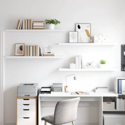 vidaXL Wandschappen zwevend 4 st 120x23,5x3,8 cm MDF wit