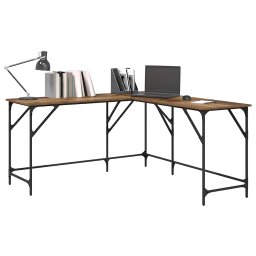 vidaXL Bureau Oud Hout Bewerkt hout 149 x 149 x 75 cm