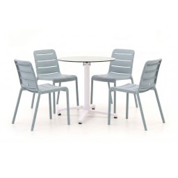 Forza Narni/Canzo ø80cm dining tuinset 5-delig stapelbaar - Laagste prijsgarantie!