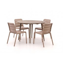 Forza Narni/ROUGH-K ø115cm dining tuinset 5-delig stapelbaar - Laagste prijsgarantie!