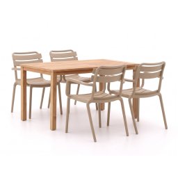 Forza Vico/Liverpool 145cm dining tuinset 5-delig stapelbaar - Laagste prijsgarantie!