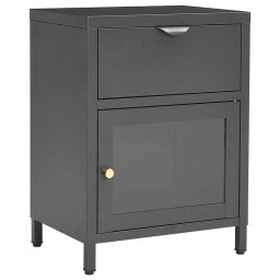 vidaXL Nachtkastjes 2 st 40x30x54,5 cm staal en glas antracietkleurig