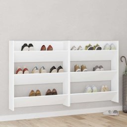 vidaXL Wandschoenenkasten 2 st 80x18x90 cm spaanplaat wit