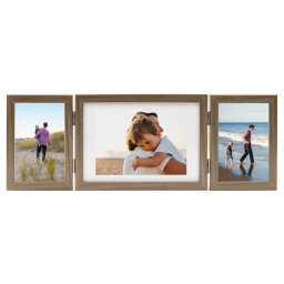 vidaXL Fotolijst drieluik 22x15 cm+2x(10x15 cm) lichtbruin