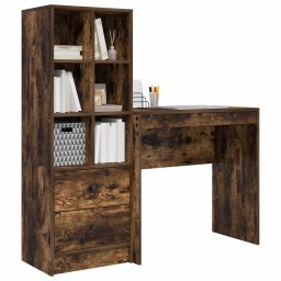vidaXL Bureau Gerookt eiken 125,5 x 40 x 127 cm 2 st