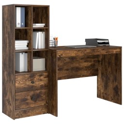 vidaXL Bureau Gerookt eiken 145.5 x 50 x 127 cm 2 st