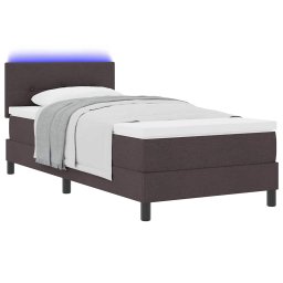 vidaXL Boxspring bed met hoofdeinde Donkerbruin 90 x 190 cm Stof