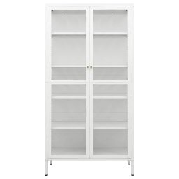 vidaXL Vitrinekast 90x40x180 cm staal en gehard glas wit