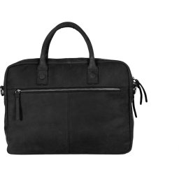 DSTRCT Wall Street 2 Vaks Leren Laptoptas - 15,6 inch - Zwart