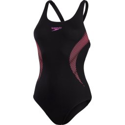 Speedo - Maat 36 - Placement Muscleback Badpak Dames - Zwart / Roze