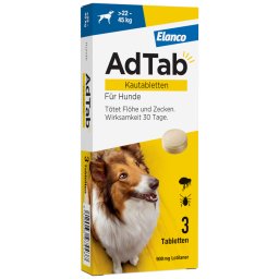 AdTab Kauwtabletten voor zeer grote Honden, van 22 tot 45 kg - Dubbelpak: 2 x 3 Tabletten