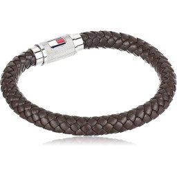 Tommy Hilfiger herenarmband van leer met magnetische sluiting, kleur: bruin