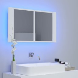 vidaXL Badkamerkast met spiegel en LED 80x12x45 cm acryl wit