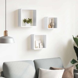 vidaXL Wandschappen kubus 3 st MDF wit