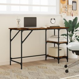 vidaXL Bureau 120x50x75 cm metaal en bewerkt hout gerookt eikenkleurig