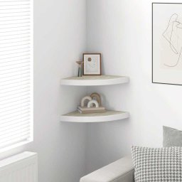 vidaXL Hoekwandschappen 2 st 35x35x3,8 cm MDF eikenkleurig en wit