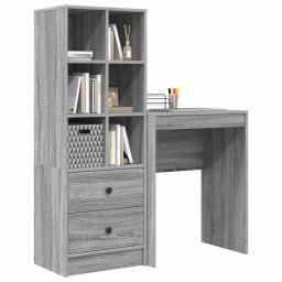 vidaXL Bureau Grijs Sonoma 105,5 x 34 x 127 cm 2 st