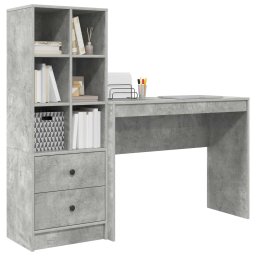 vidaXL Bureau Beton Grijs 145,5 x 40 x 127 cm 2 st