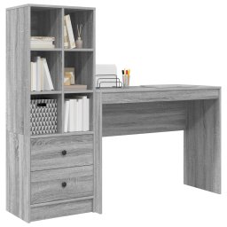vidaXL Bureau Grijs Sonoma 145,5 x 40 x 127 cm 2 st