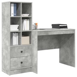 vidaXL Bureau Beton Grijs 135,5 x 50 x 127 cm 2 st