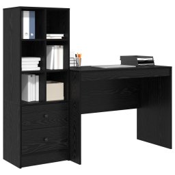 vidaXL Bureau Zwart Eiken 145.5 x 50 x 127 cm 2 st