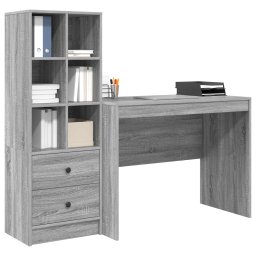 vidaXL Bureau Grijs Sonoma 145.5 x 50 x 127 cm 2 st