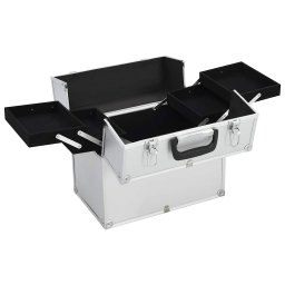 vidaXL Make-up koffer 38x23x34 cm aluminium zilverkleurig
