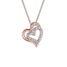 Elli Halsketting Hartje Swarovski® Kristallen 925 Zilver rosegoud verguld