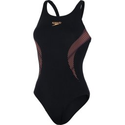 Speedo - maat 38 - Placement Muscleback Dames - Zwart / Rood
