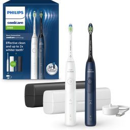 Philips Sonicare 5500 Series - Elektrische Tandenborstels - Wit & Blauw Duopack – 2 Reisetuis - Witt