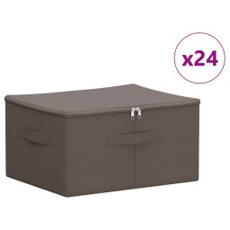 vidaXL Opbergbox 24 st Nonwoven stof 43 x 34 x 23 cm 33,6 L Grijs